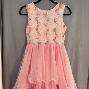 Elegant Pink Sequin Kids Dress